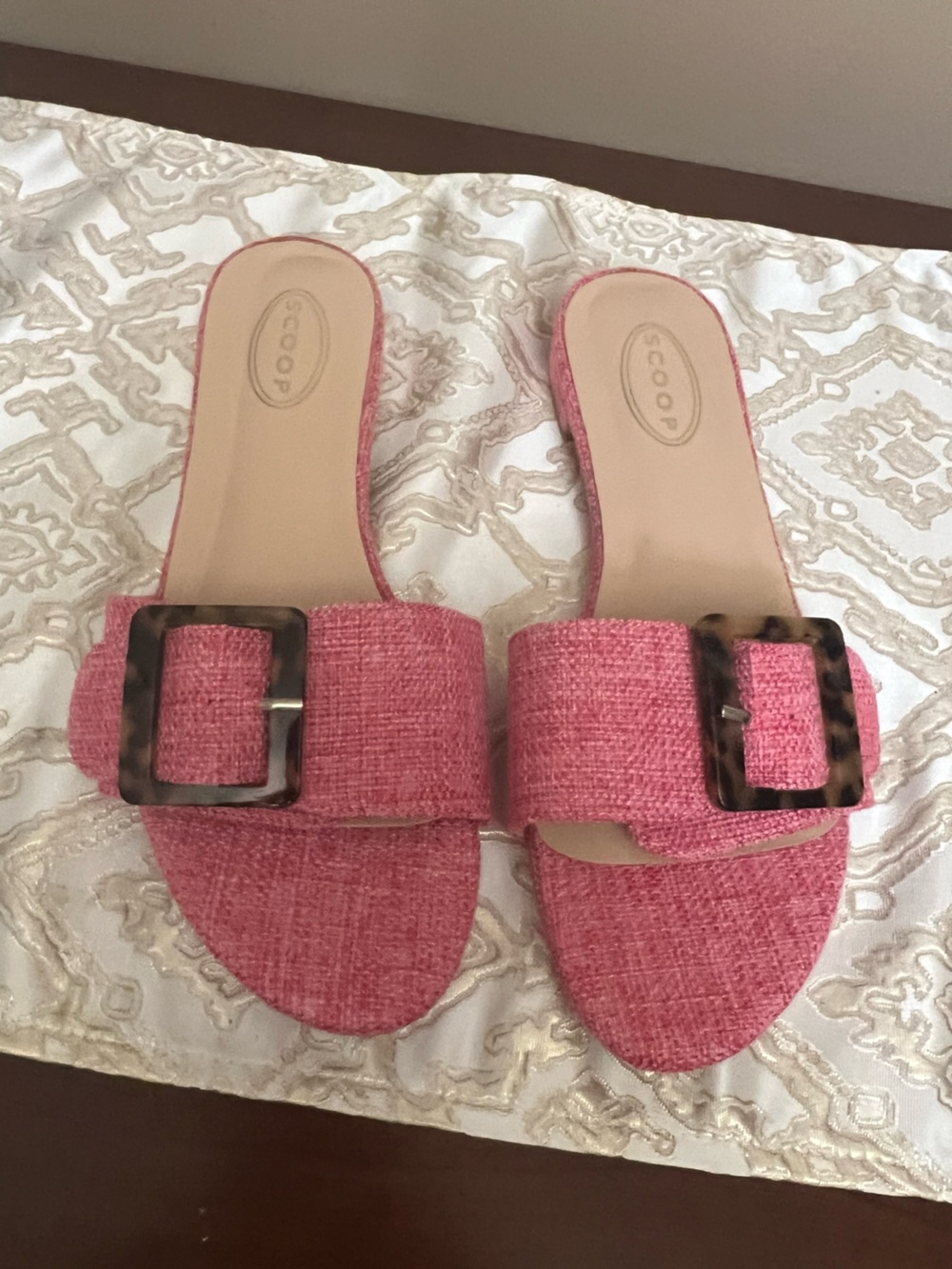 Scoop Pink Buckle Slide Sandals for Women - Picture 2 of 4